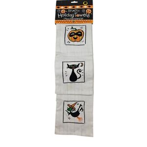 Ritz‎ Stix Holiday Towels 3 Piece Embroidery Set Halloween Pumpkin Cat Witch